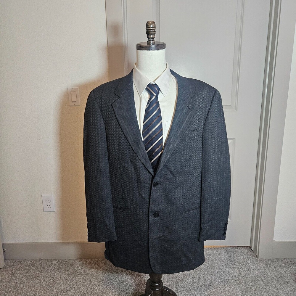 Boss Hugo Boss Suit Blazer Men 42L‎ Wool Textured Black Made In USA